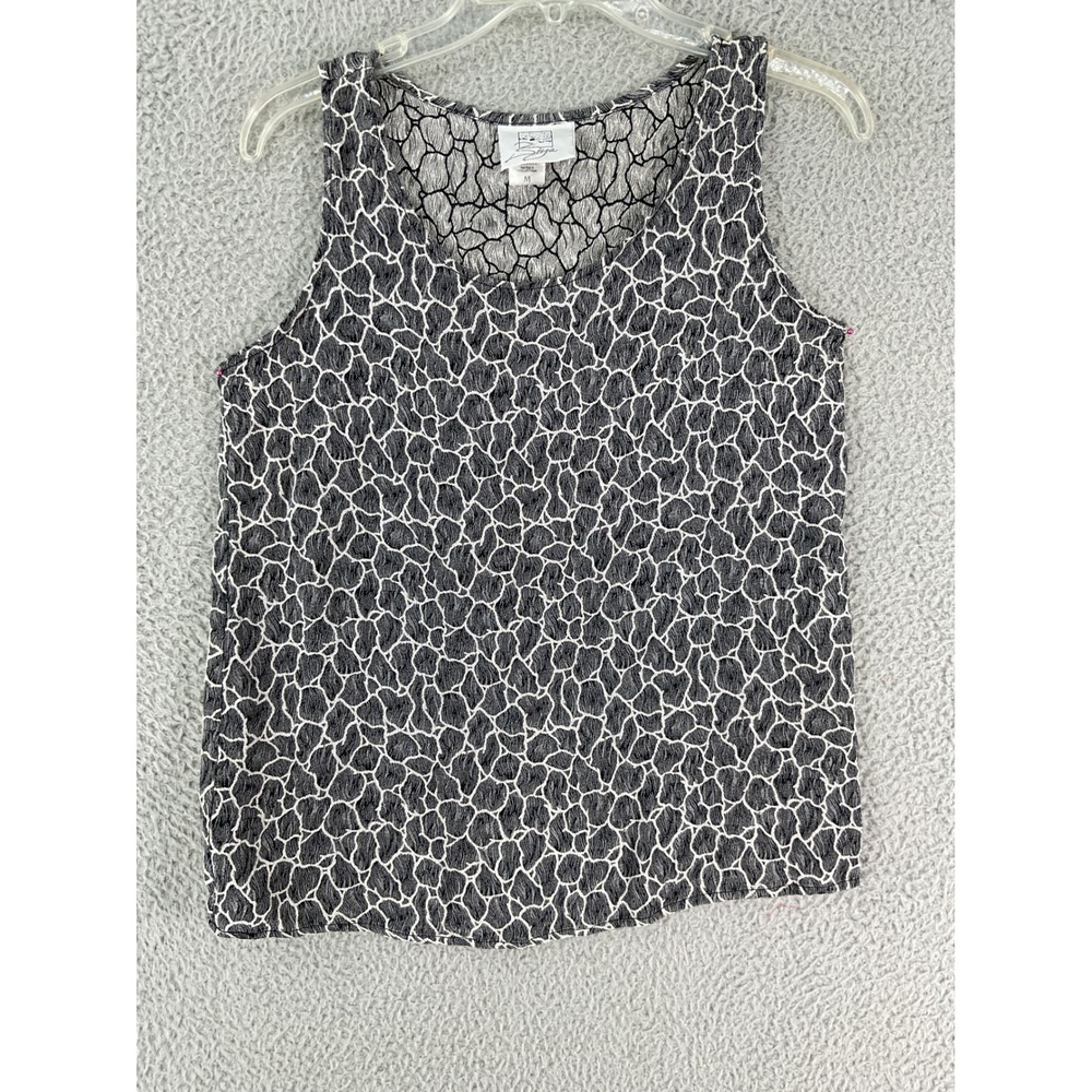 Biya Johnny Was Top Womens M Black White Abstract Geometric Textured Sleeveless
